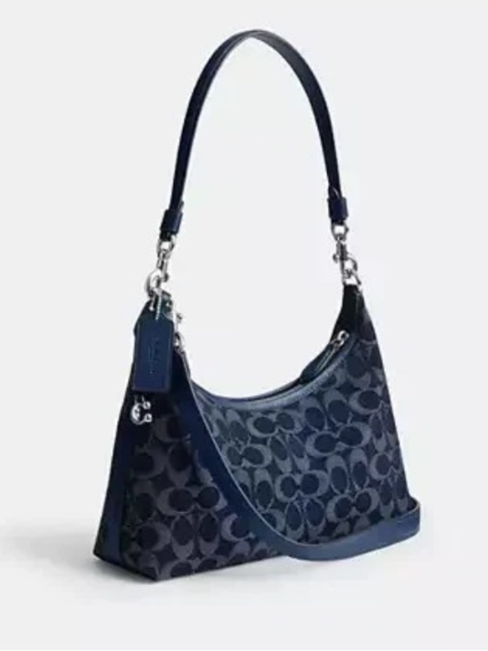 Coach Navy Signature Jacquard Chain Shoulder Bag - Picture 2 of 9